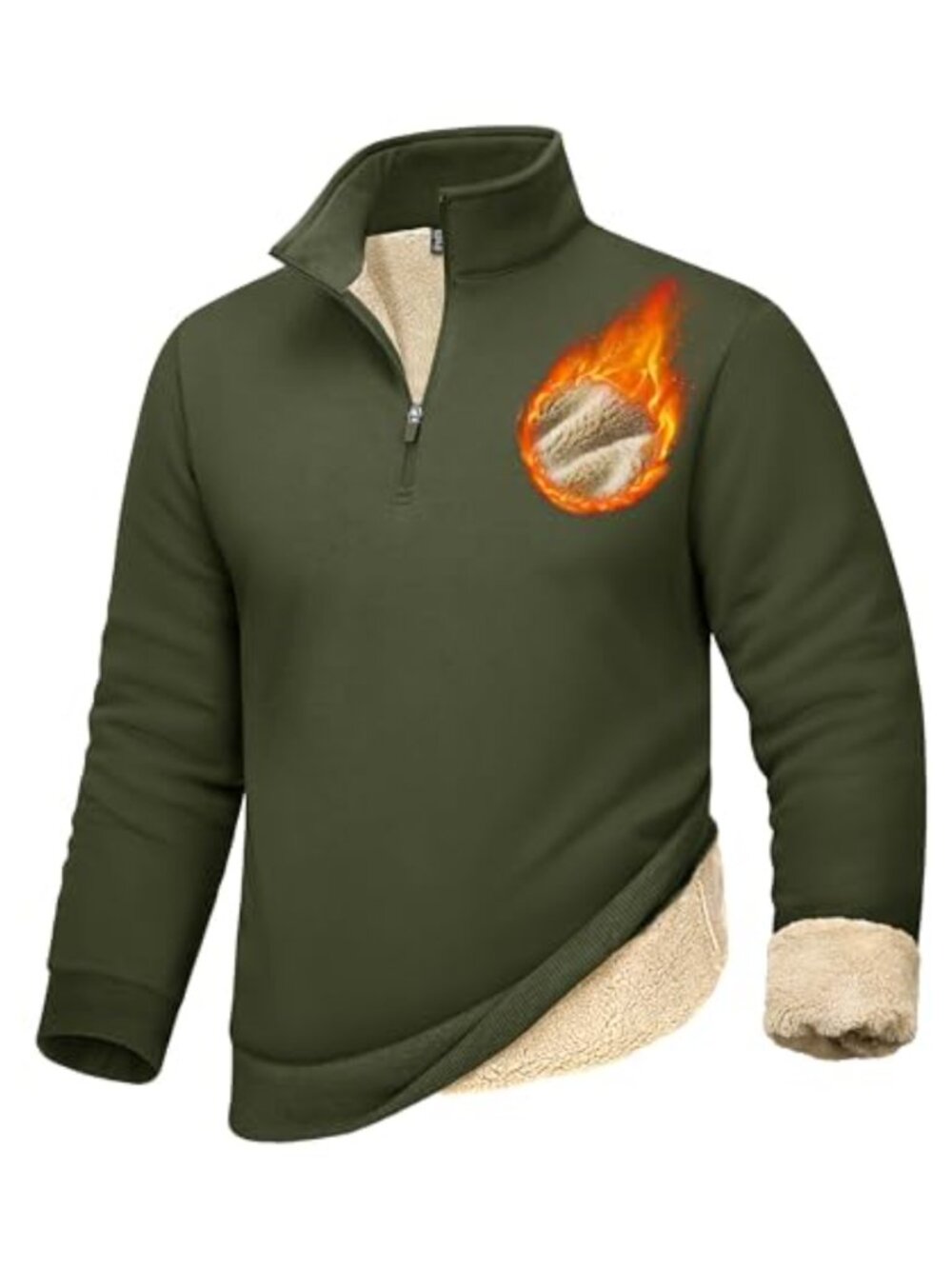 Sherpa Lined Heavyweight Quarter Zip Fleece Pullover Sweatshirt